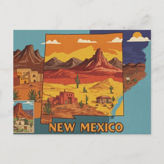 New Mexico Landscape Art | Geïllustreerde statuska Briefkaart (Voorkant)