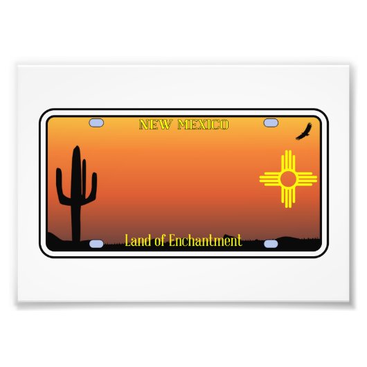 New Mexico License Bord Foto Afdruk (Voorkant)