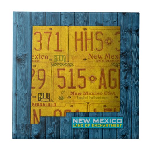 New Mexico License Bord Map keramische tegels V2 Tegeltje (Voorkant)