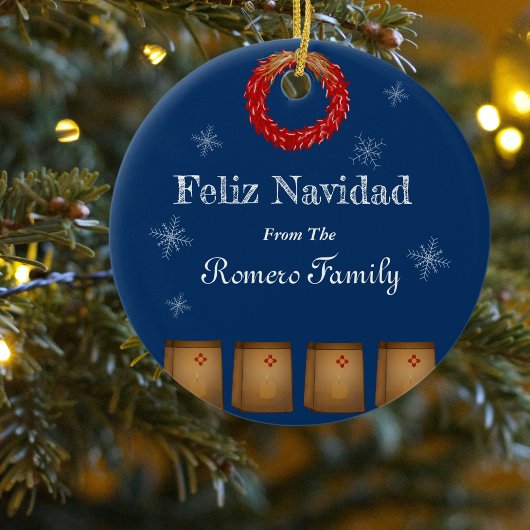 New Mexico luminaria farolito Zia sneeuw Keramisch Ornament