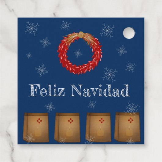 New Mexico Luminarias Farolitos Zia Red Chili Bedankjes Labels (Achterkant)