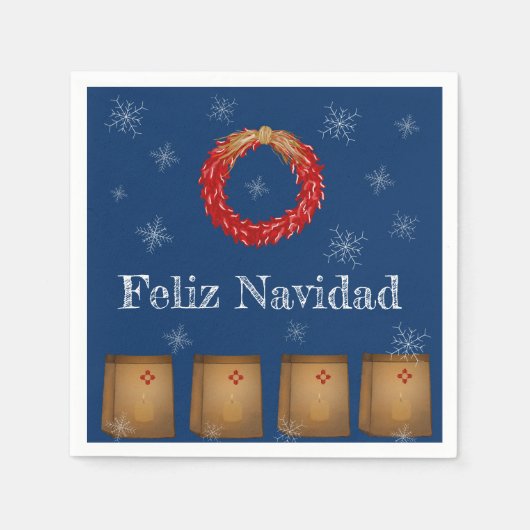 New Mexico Luminarias Farolitos Zia Red Chili Servet (Voorkant)