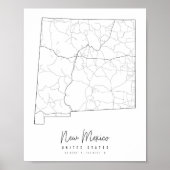 New Mexico Minimal Street Map Poster (Voorkant)