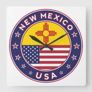 New Mexico, New Mexico sticker, telefooncase Vierkante Klok