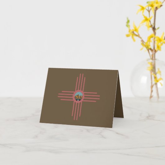 New Mexico NM Zia Indian Symbool Waterval T-shirt Kaart (Gele Bloem)