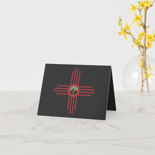 New Mexico NM Zia Indian Symbool Waterval T-shirt Kaart (Gele Bloem)