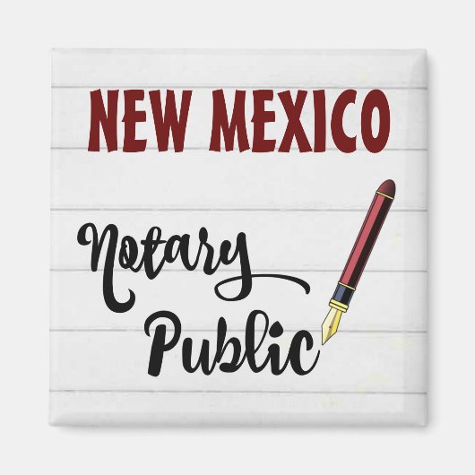 New Mexico Notary Openbare Bourgogne Ink Pen Magneet (Voorkant)