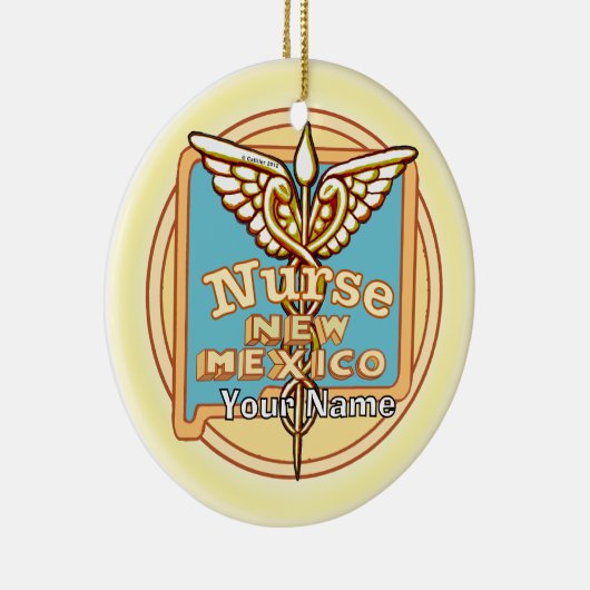 New Mexico Nurse Caduceus  Keramisch Ornament (Rechts)