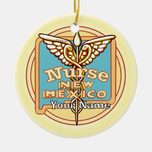 New Mexico Nurse Caduceus  Keramisch Ornament (Voorkant)