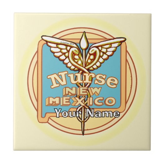 New Mexico Nurse Caduceus Tile Tegeltje (Voorkant)