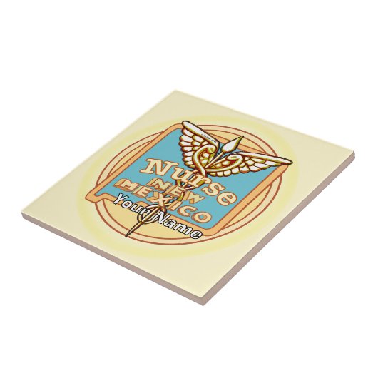 New Mexico Nurse Caduceus Tile Tegeltje (Zijkant)