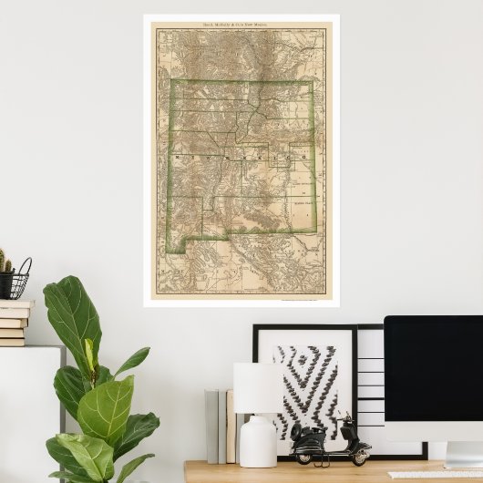 New Mexico Railroad Map 1879 Poster (Thuiskantoor)