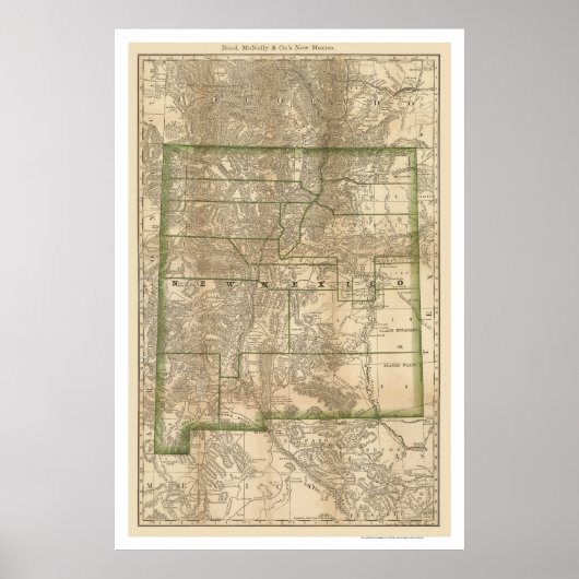 New Mexico Railroad Map 1879 Poster (Voorkant)