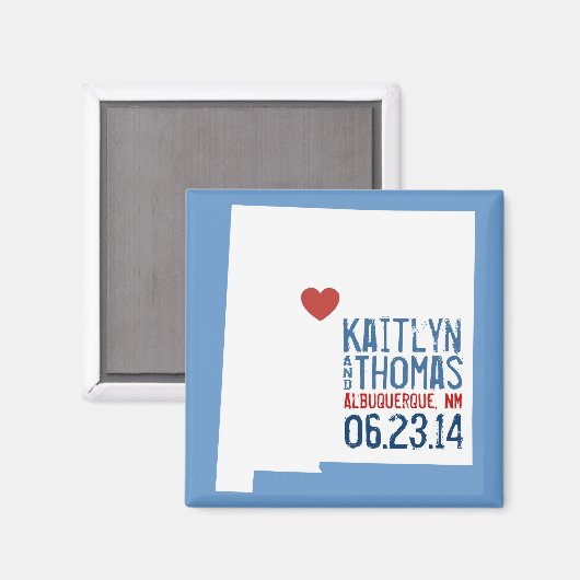 New Mexico Red de datum -  stad Magneet (Voorkant / Achterkant)