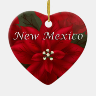 New Mexico Red Poinsettia Heart Keepomwille Orname Keramisch Ornament
