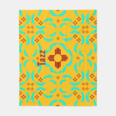 New Mexico Red Zia Turquoise Feathers Fleece Deken (Voorkant)