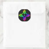 New Mexico Regenboog Zia met Vredeshart Vierkante Sticker (Tas)