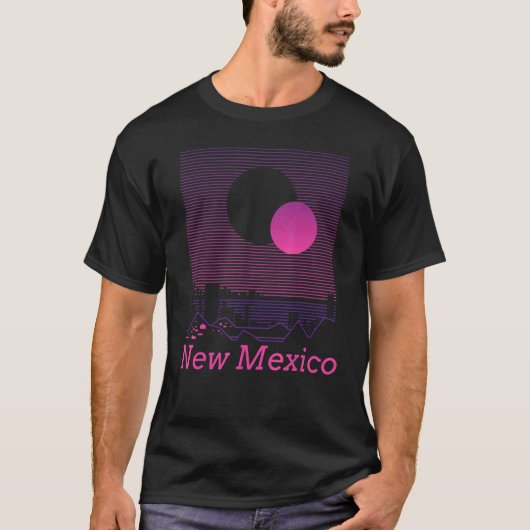 New Mexico Retro Mountain Grid 80s 90s Aes T-shirt (Voorkant)