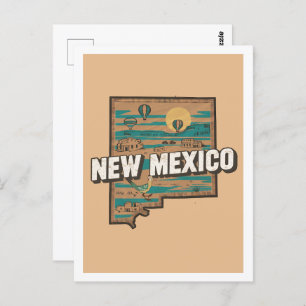 New Mexico Retro Travel Design Iconische Verenigde Briefkaart