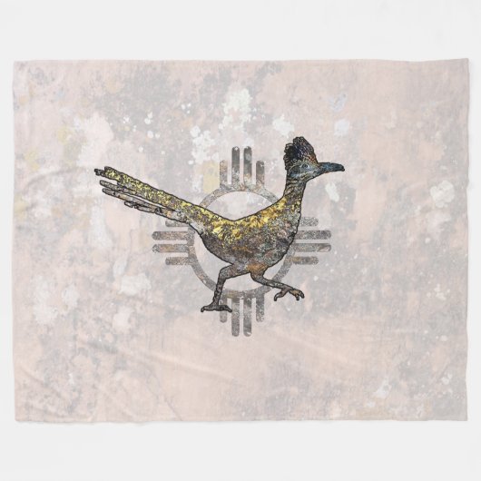 New Mexico Roadrunner Fleece Deken (Voorkant (Horizontaal))