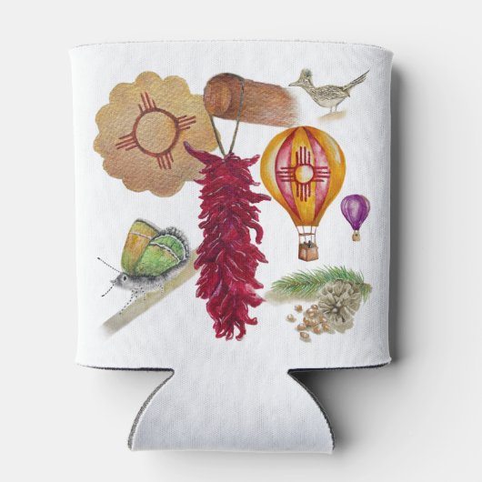 New Mexico Rood Chili Pinõn Zia Hete Luchtballon Blikjeskoeler (Achterkant)