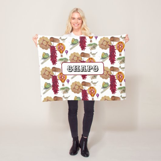 New Mexico Rood Chili Pinõn Zia Hete Luchtballon Fleece Deken (In situ)