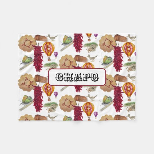 New Mexico Rood Chili Pinõn Zia Hete Luchtballon Fleece Deken (Voorkant (Horizontaal))