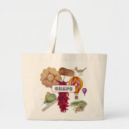 New Mexico Rood Chili Pinõn Zia Hete Luchtballon Grote Tote Bag