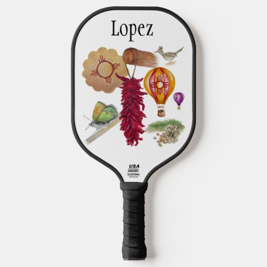 New Mexico Rood Chili Pinõn Zia Hete Luchtballon Pickleball Paddle (Voorkant)