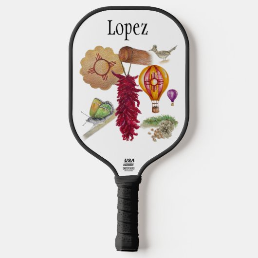 New Mexico Rood Chili Pinõn Zia Hete Luchtballon Pickleball Paddle (Achterkant)