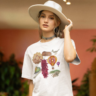 New Mexico Rood Chili Pinõn Zia Hete Luchtballon T-shirt