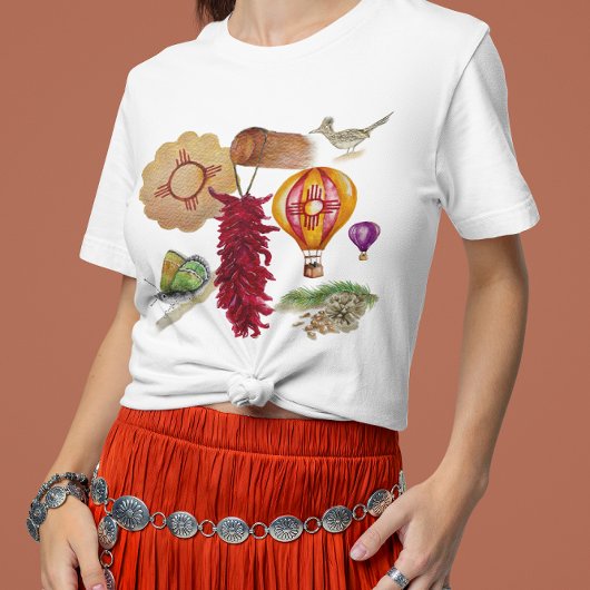 New Mexico Rood Chili Pinõn Zia Hete Luchtballon T-shirt