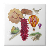 New Mexico Rood Chili Pinõn Zia Hete Luchtballon Tegeltje (Voorkant)