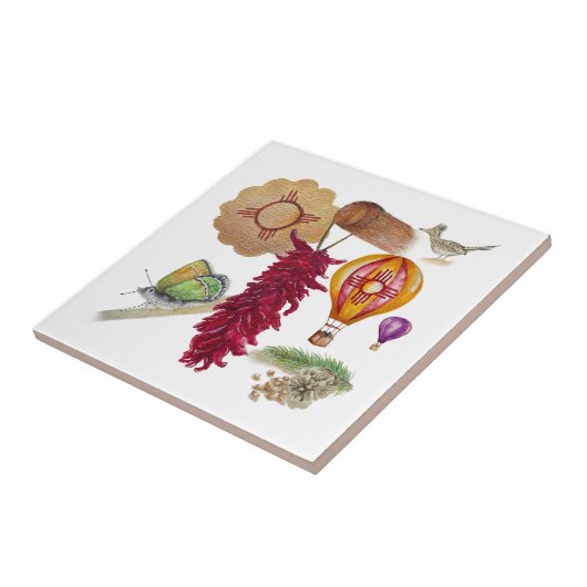 New Mexico Rood Chili Pinõn Zia Hete Luchtballon Tegeltje (Zijkant)