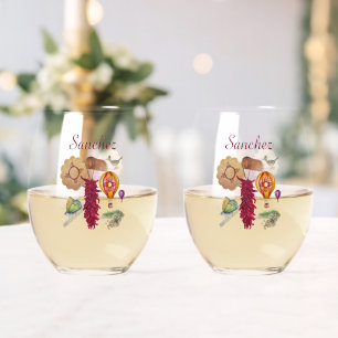 New Mexico Rood Chili Pinõn Zia Hete Luchtballon Wijnglas Zonder Voet