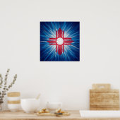 New Mexico rood wit en blauw Poster (Keuken)