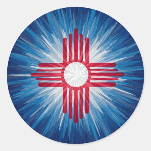 New Mexico rood wit en blauw Ronde Sticker (Voorkant)