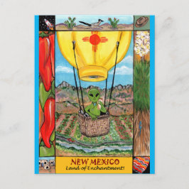 New Mexico Roswell Alien Funny Hot Air Ballon Zia Briefkaart