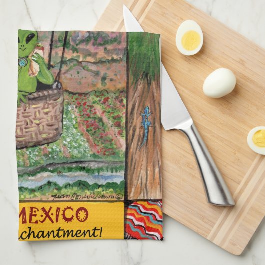 New Mexico Roswell Alien Funny Hot Air Ballon Zia Theedoek (Quarter Fold)