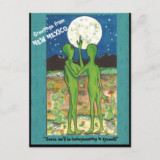 New Mexico Roswell Aliens Fun Designer Briefkaart (Voorkant)