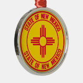 New Mexico Round Emblem Metalen Ornament (Rechts)