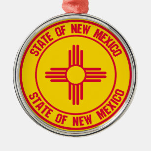 New Mexico Round Emblem Metalen Ornament