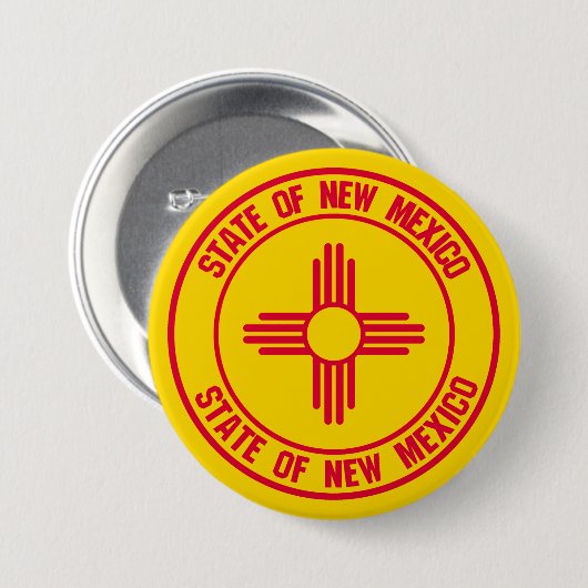 New Mexico Round Emblem Ronde Button 7,6 Cm (Voorkant /achterkant)