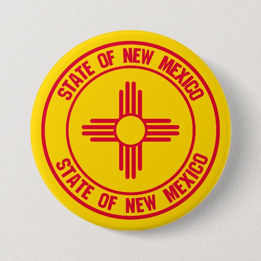 New Mexico Round Emblem Ronde Button 7,6 Cm (Voorkant)