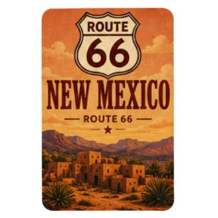 New Mexico Route 66 Adobe Sunset Kunst Magneet