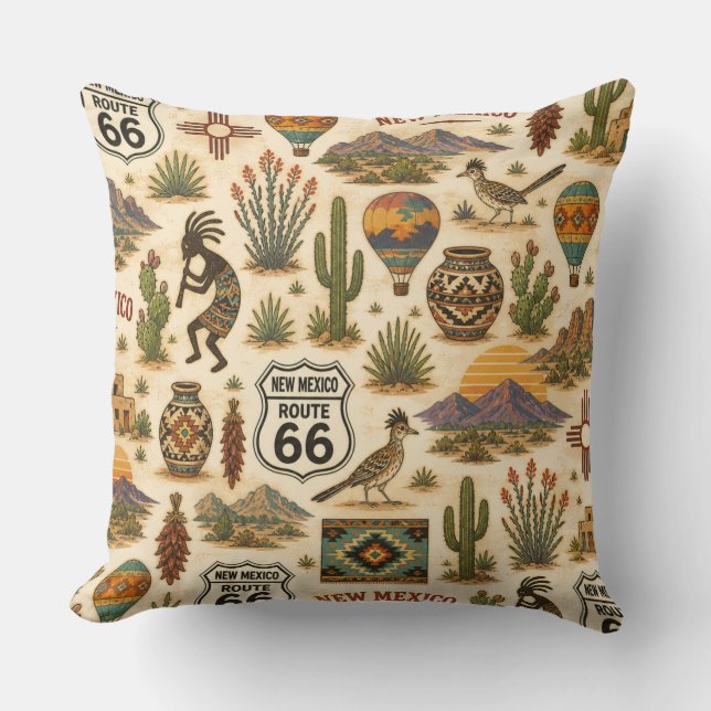 New Mexico Route 66 Bankstel Mesa Kussen (Voorkant)