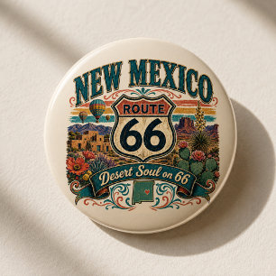 New Mexico Route 66 Desert Soul Roadtrip Stijl Ronde Button 7,6 Cm