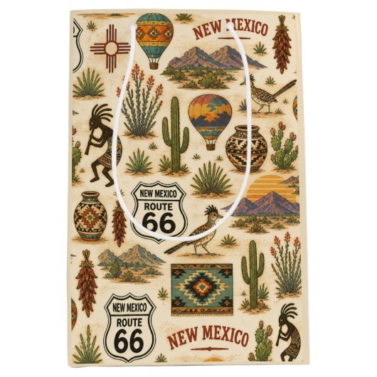 New Mexico Route 66 Fiesta Trail Medium Cadeauzakje (Voorkant)