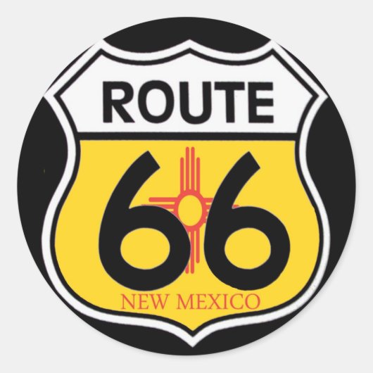 New Mexico Route 66 Shield Ronde Sticker (Voorkant)