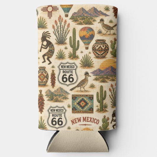 New Mexico Route 66 Woestijnkoude Seltzer Blikjeskoeler (Voorkant)